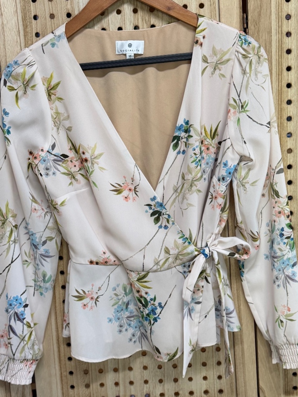 Socialite Floral Peplum Wrap Top XS Feminine Cottagecore